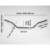 Řídítka Motorrad Burchard 25,4mm Butterfly šířka 88cm - chrom